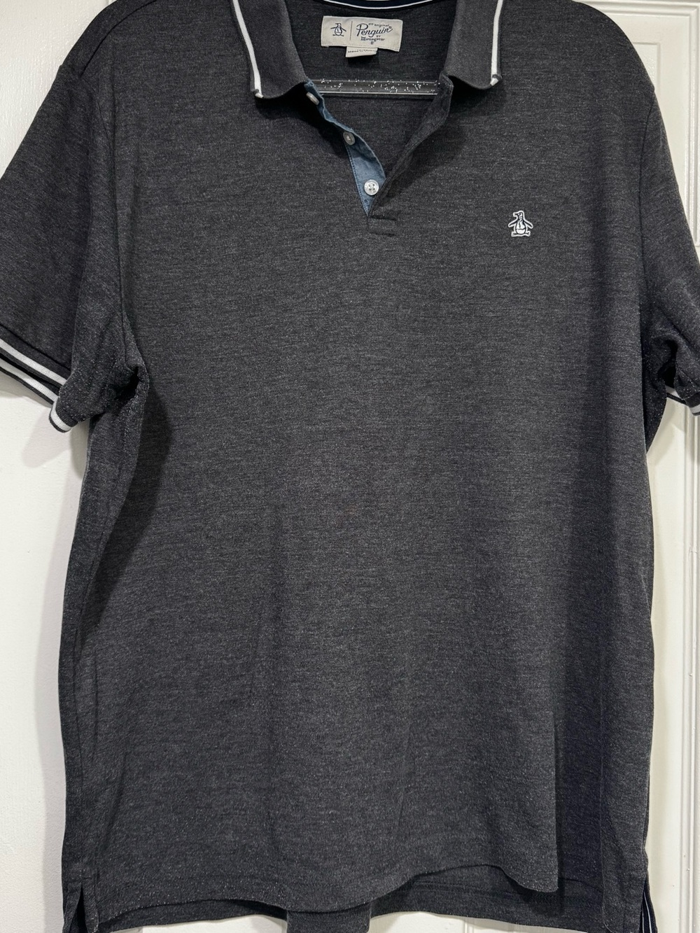 Original Penguin Dark Charcoal Polo with Contrast Trim